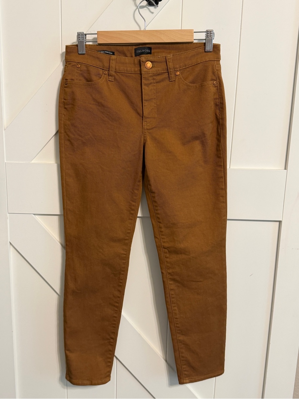 Talbots Slim Ankle Jeans Women’s 4P Petite Brown Cognac Stretch Pants